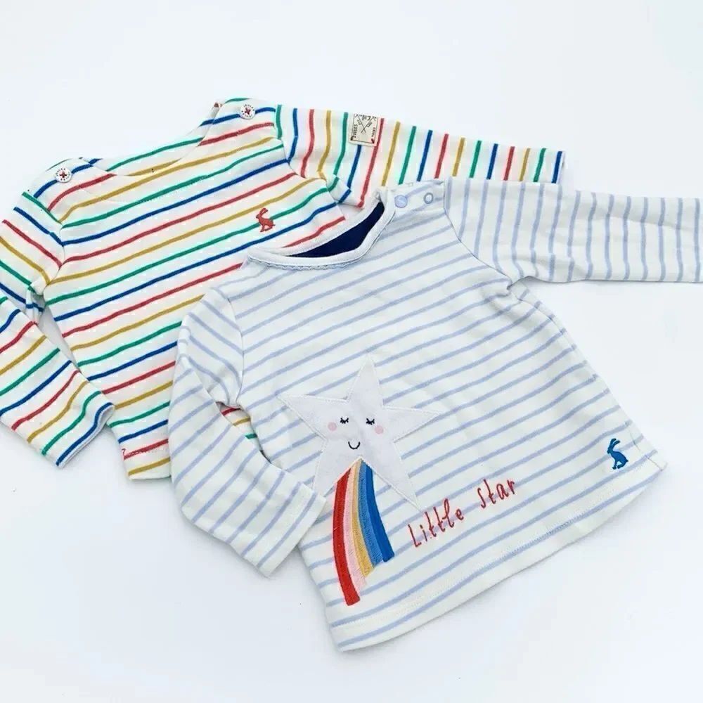 Joules 3-6 months baby long sleeve rainbow tee shirts organic cotton